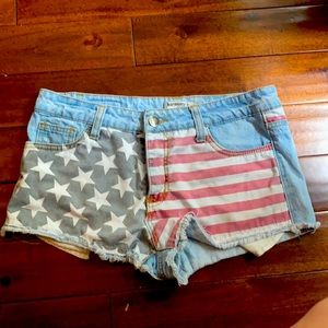 American flag cut off shorts